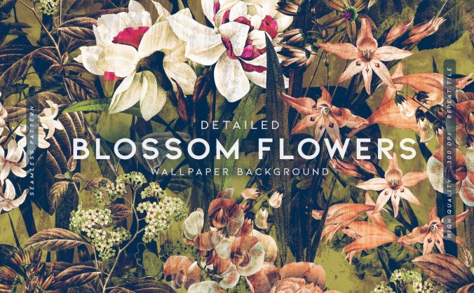 油画效果花朵花卉JPG图片背景素材包