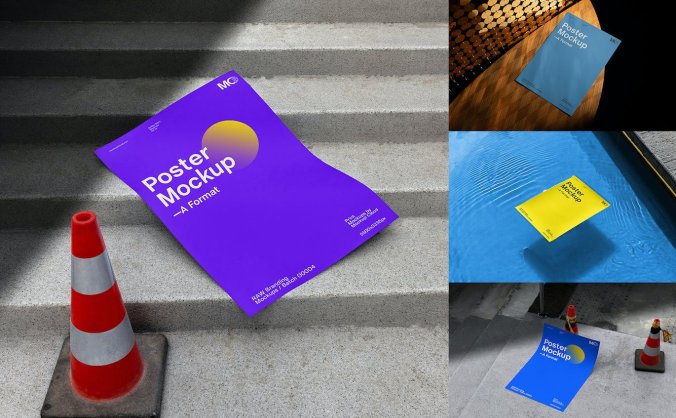 不同场景海报效果图PSD样机素材包