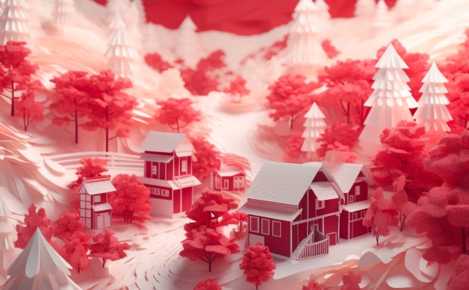 Midjourney生成折纸艺术唯美场景