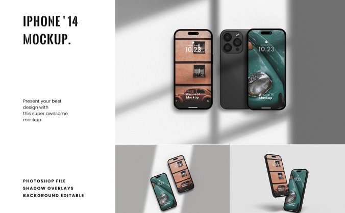 苹果iPhone 14灵动岛手机PSD样机素材