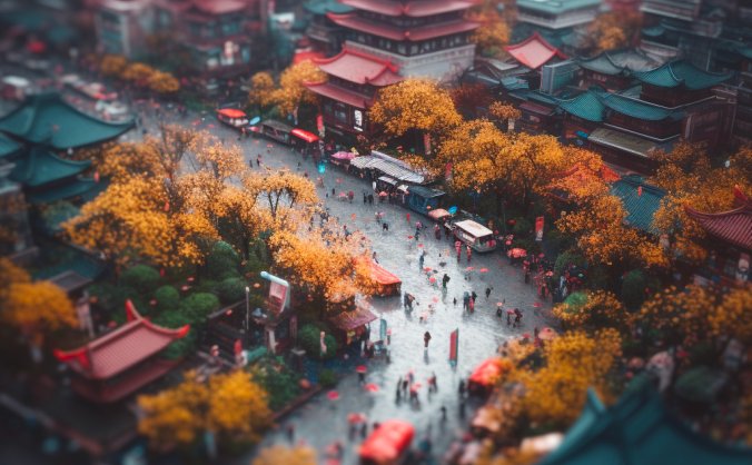 ChatGpt配合Midjourney生成微缩街道,超级复杂