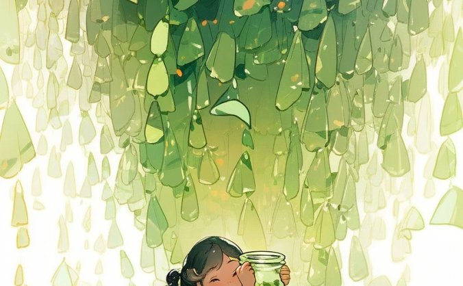 midjourney生成绿色谷雨雨水节气海报