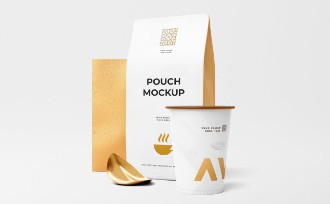 简洁高端的PSD袋装实物模型样机素材