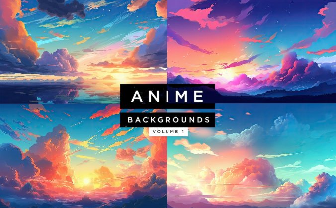 绚丽时尚动漫风格云彩天空背景底纹JPG图片素材包