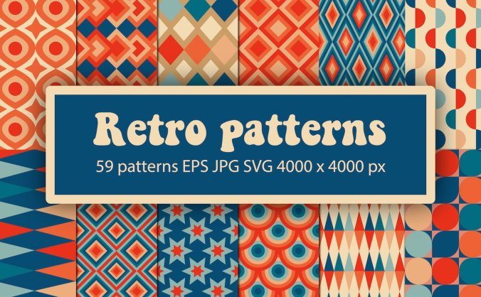 59个风格复古的矢量无缝花卉图案素材包(EPS,JPG,SVG)