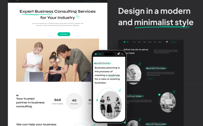 10个设计高级的商业咨询网站界面素材（Figma）