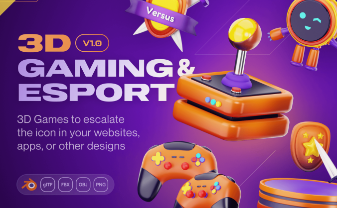 20个游戏电子竞技主题3D图标素材包
