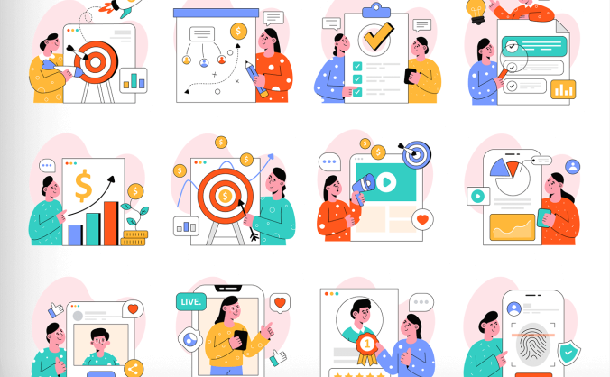 50个风格独特的商业活动矢量插画素材包