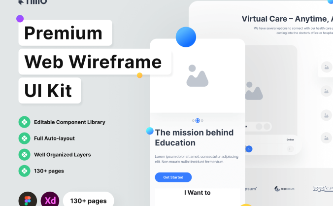 130个用于网页和移动端设计的UI组件设计包