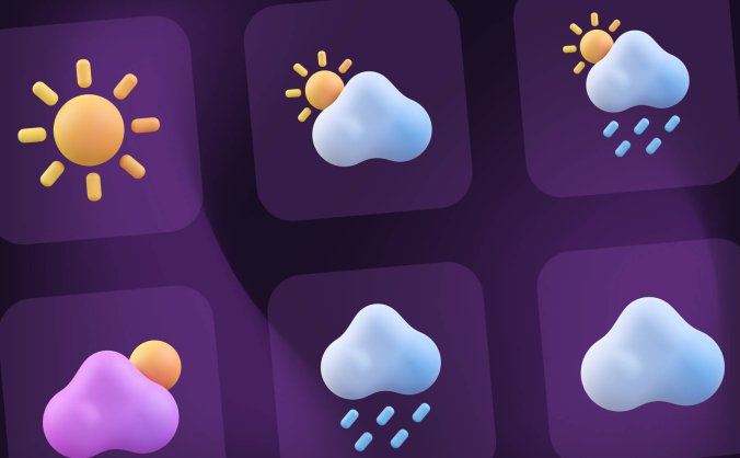 20个天气主题3D图标素材包（Blender）