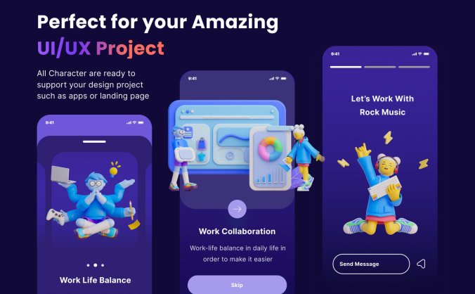 20个拥有各种姿势的3D角色卡通IP素材包(Blender)