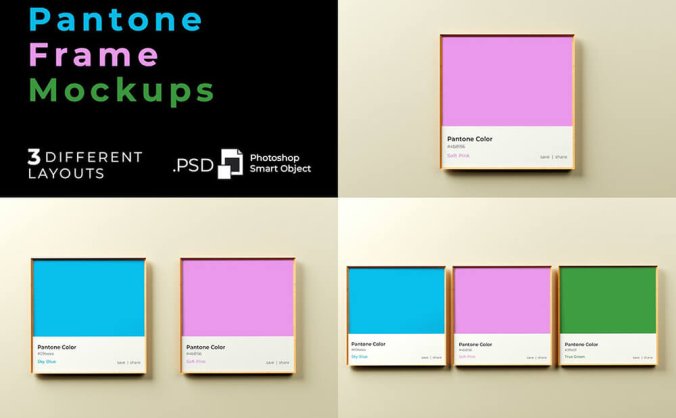 高品质潘通流行色色卡色号PSD样机素材包