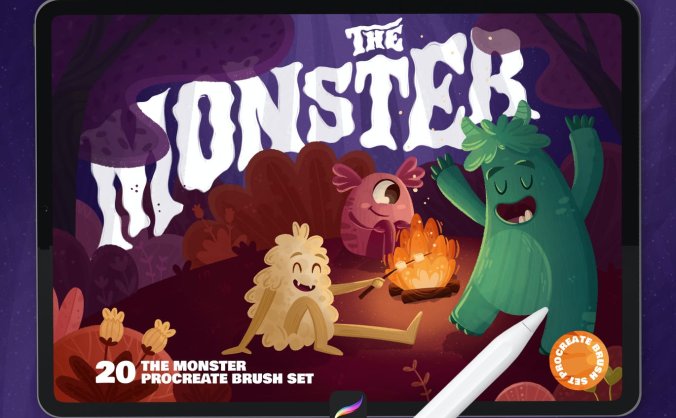 20个适用于怪物皮毛纹理的procreate笔刷素材