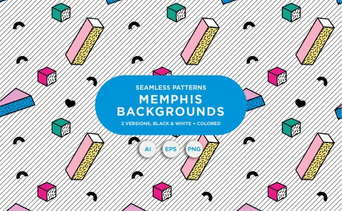 孟菲斯几何元素图案背景 (AI,EPS,PNG)