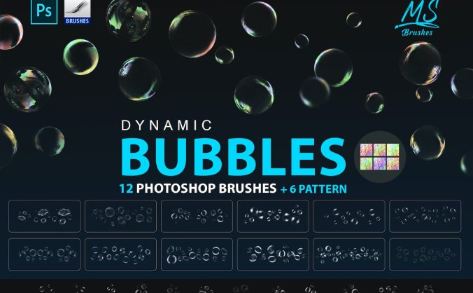 七彩绚丽气泡PS笔刷素材包