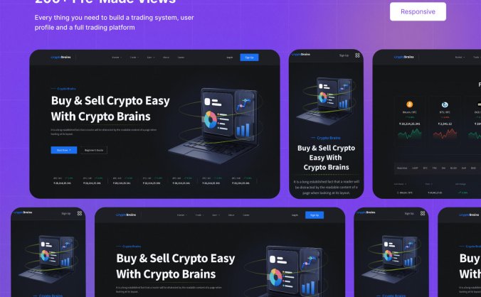 200个精品黑色加密货币交易金融主题素材包（Figma）