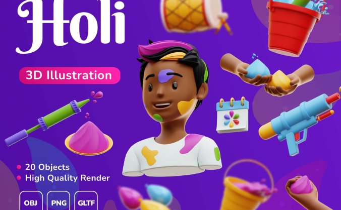 20个色彩鲜艳的各类主题3D图标素材包