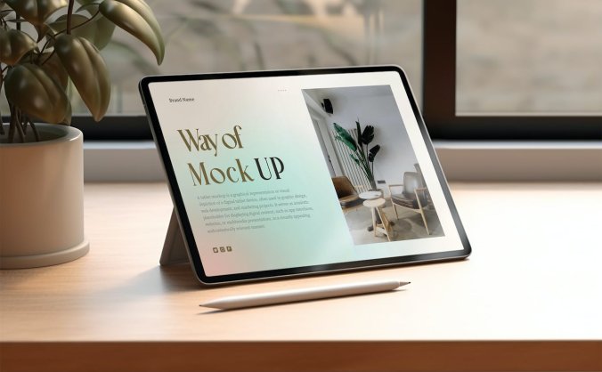 带光影场景的iPad和平板电脑PSD样机素材包