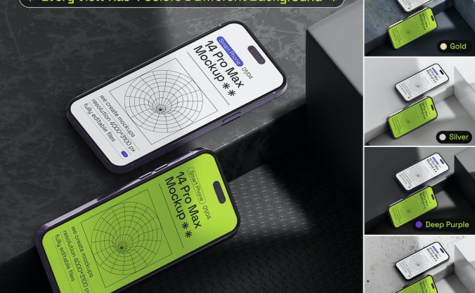 逼真的IPhone 14 Pro Max实物样机PSD素材