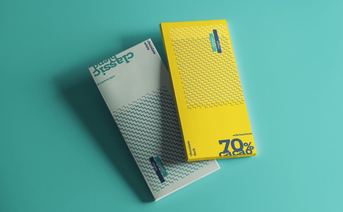 时尚简约的巧克力食品包装VI样机PSD模型素材包