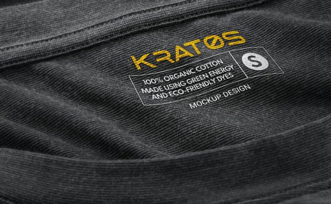 细节满满的带标签T恤PSD样机素材