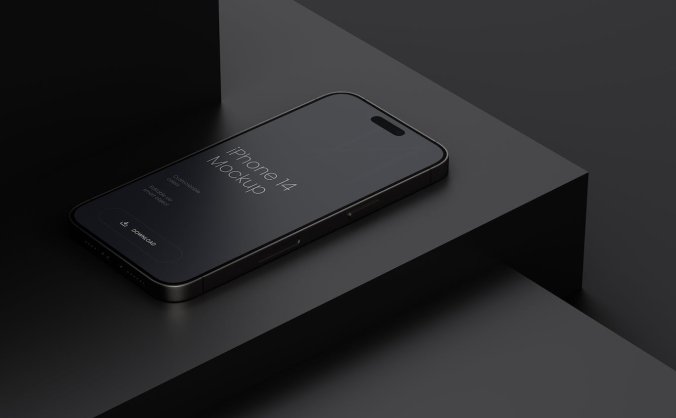 6个黑色iPhone 14手机样机PSD素材