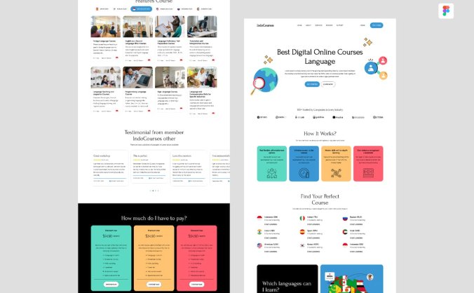 语言课程图形网页模板素材（Figma）