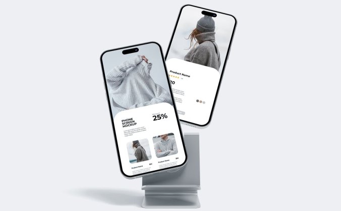 6个带手机支架的手机展示样机PSD素材