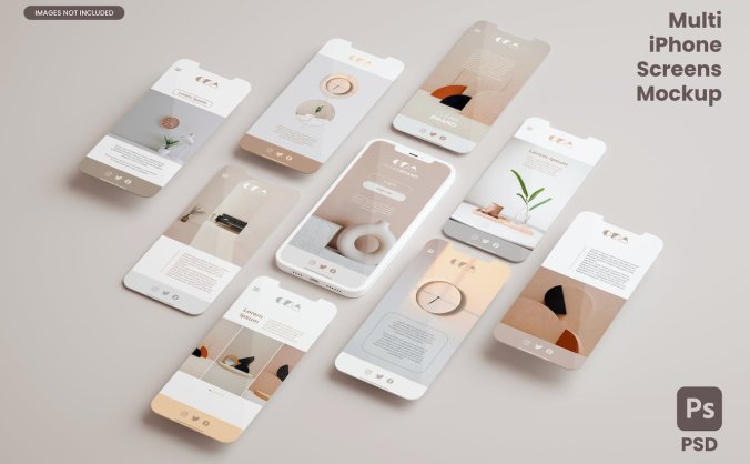 多种iPhone角度样机PSD素材包