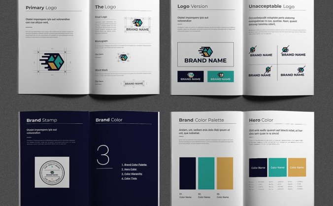 绿色的品牌指南设计画册杂志模版