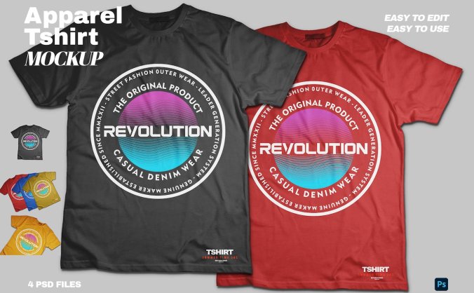 真实的服装T恤PSD样机素材包