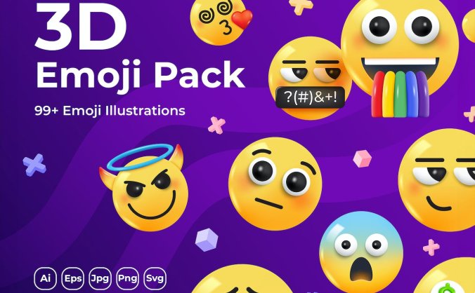 非常有趣的3D矢量风格表情素材包