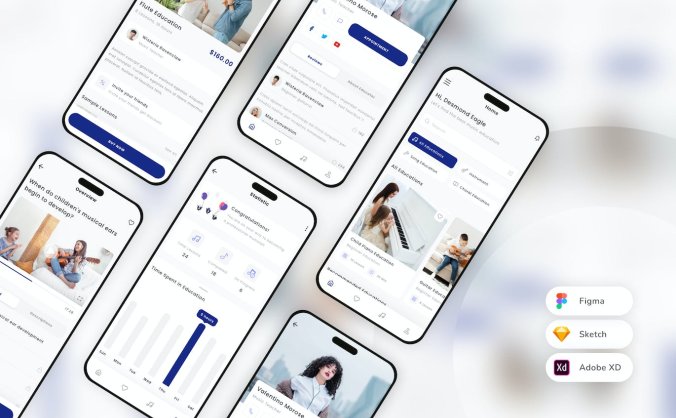 音乐教育移动APP UI KIT素材包(SKETCH,FIGMA,XD)