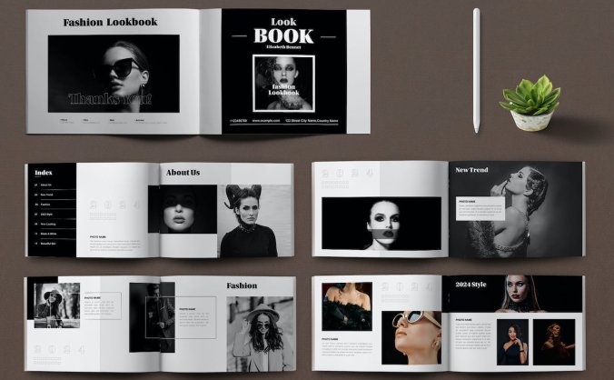 黑白时尚造型画册杂志风格模版素材