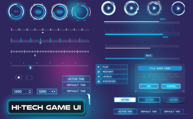 科幻游戏HUD UI界面PSD素材包