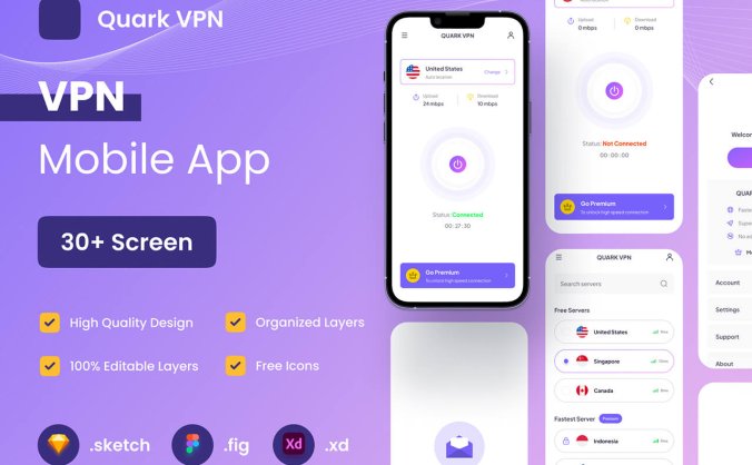 30个紫色移动网络应用APP UI界面素材包