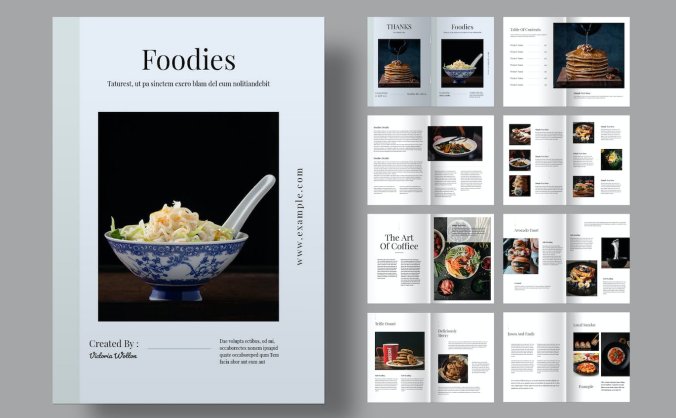 漂亮的适合美食主题的杂志画册模版素材