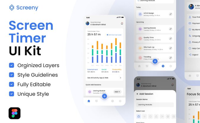 屏幕定时器UI界面素材包