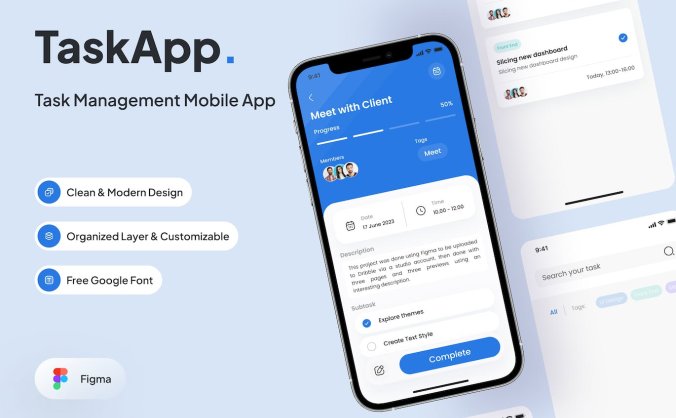 3个蓝色任务管理搜索页面APP UI素材