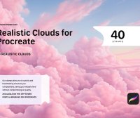 40个应用在Procreate上的逼真云彩笔刷素材包(BRUSHSET)