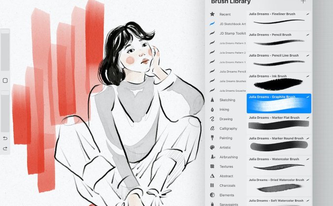 Procreate 画笔混合媒体素描 (BRUSHSET,SWATCHES,PROCREATE)