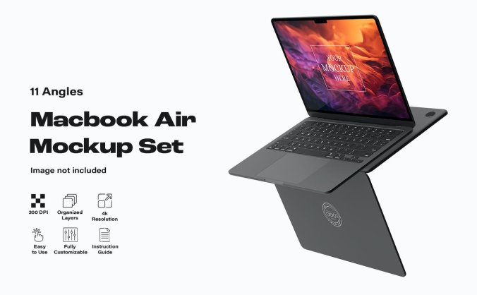多种角度Macbook Air样机PSD素材包