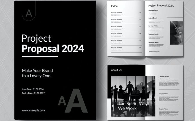 黑白简洁提案布局模板设计素材