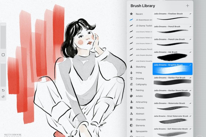 Procreate 画笔混合媒体素描 (BRUSHSET,SWATCHES,PROCREATE) – 简单设计