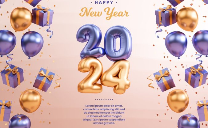 2024年新年节日传单PSD模板素材