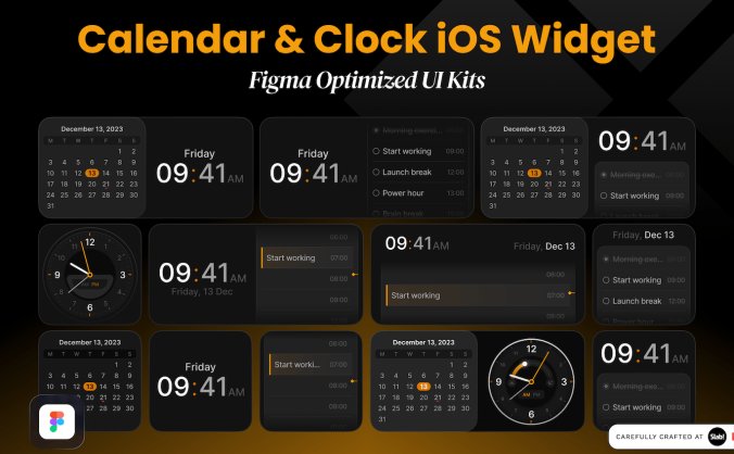 日历和时钟iOS小部件：Figma组件优化Ul素材