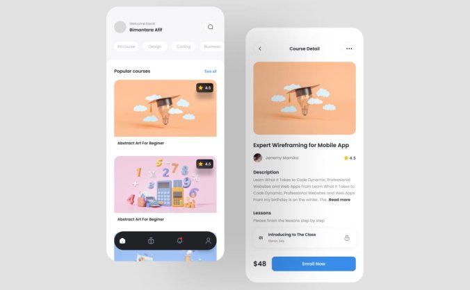 在线课程应用APP UI界面素材包