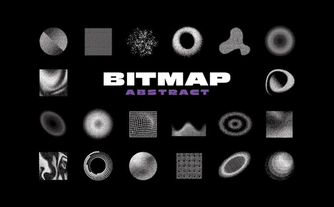 24个抽象抖动位图矢量形状素材 (AI,EPS,PSD,SVG,PNG)