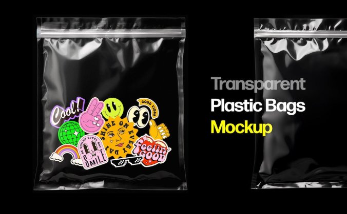 逼真透明塑料袋PSD样机素材包