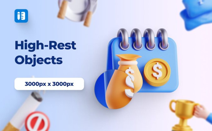 一套用于奖励主题元素3D图标素材包